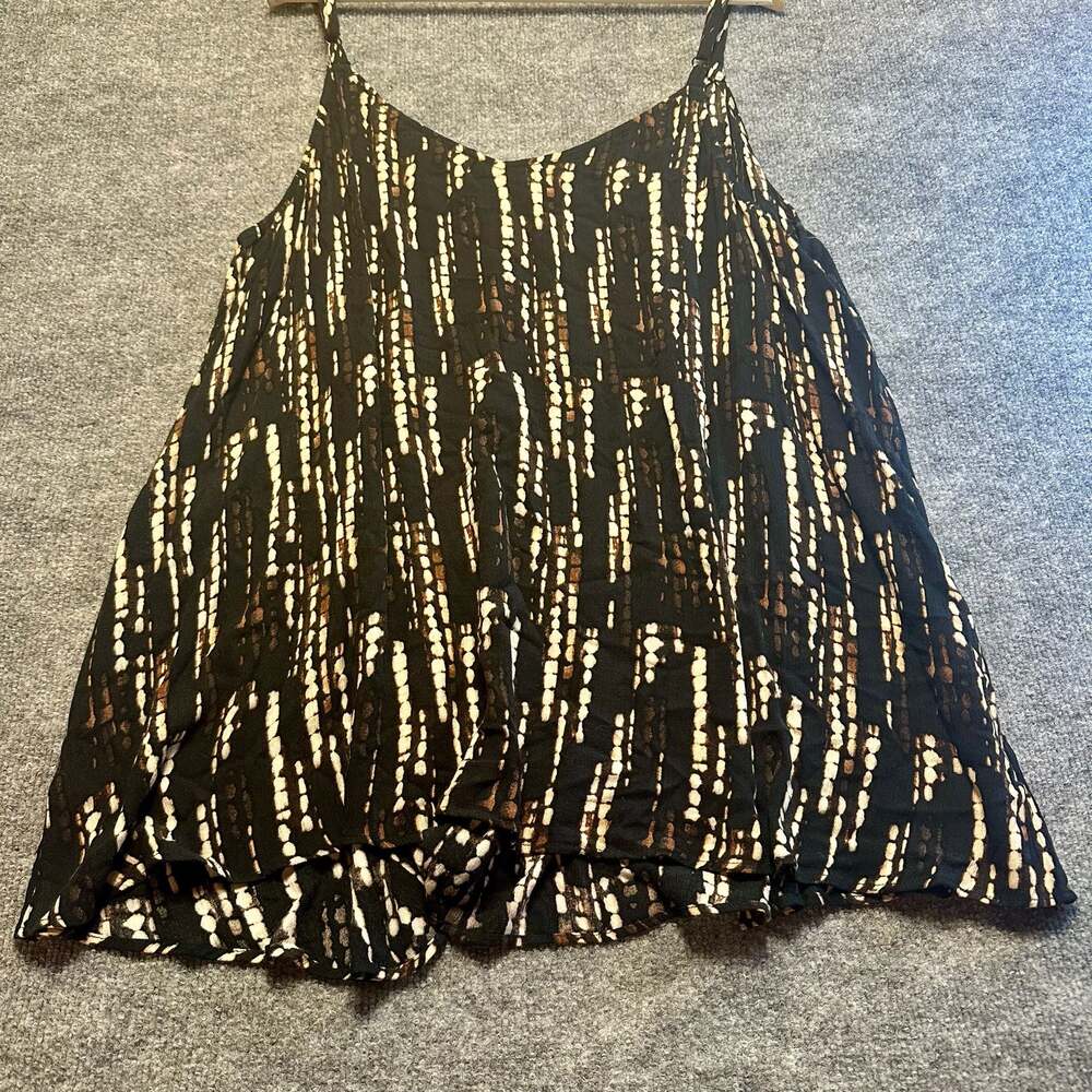 Torrid Sophie Black Ikat Crinkle Gauze Swing Cami Strappy Tank Top Sz 2 Resort